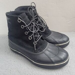 Sorel Boots Cheyanne Metro Lace Black Suede Natural‎ Rubber Mens Size 8. READ!
